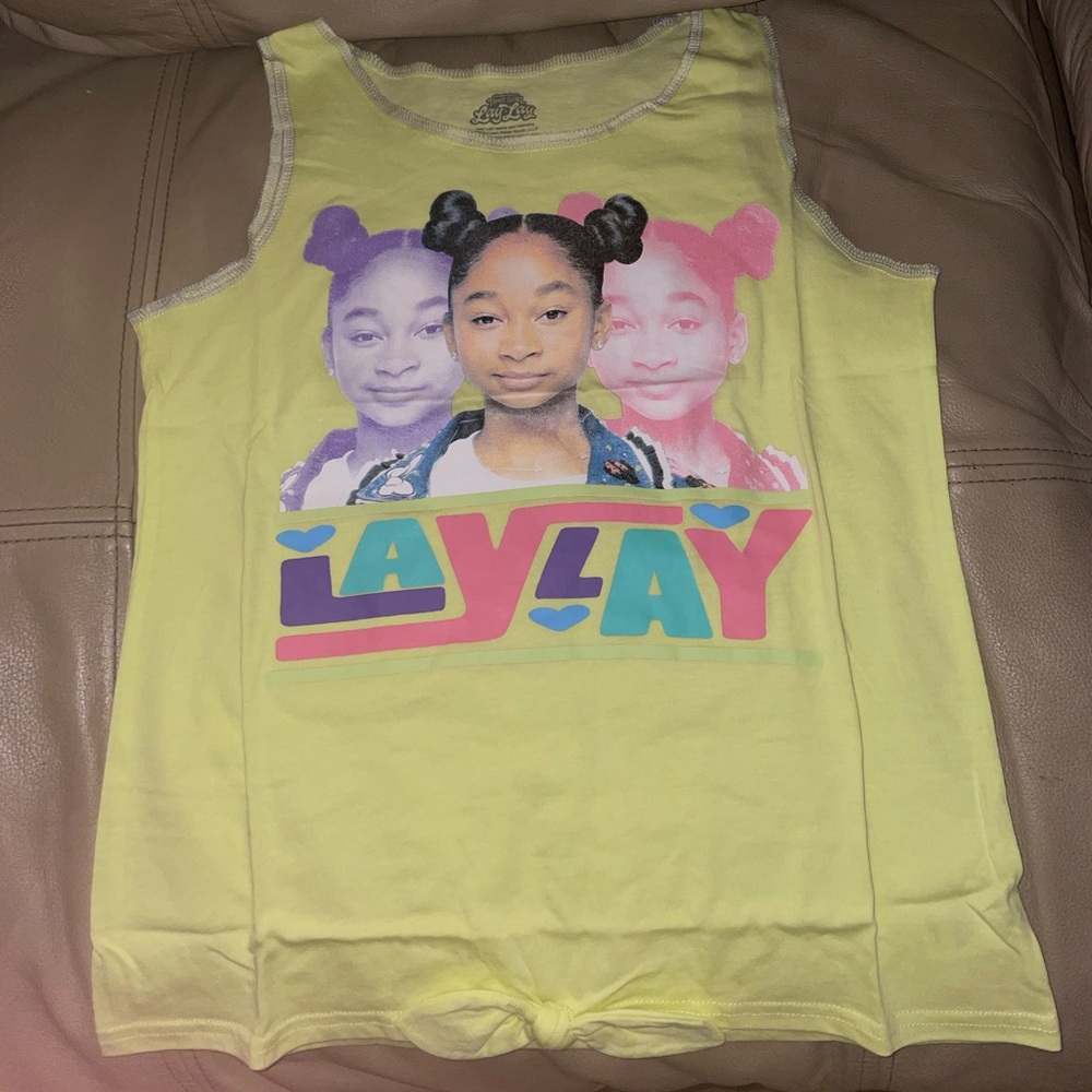 Kids Yellow Graphic Tank Top That Girl Lay Lay NWOT Girls Large TV Show Fun